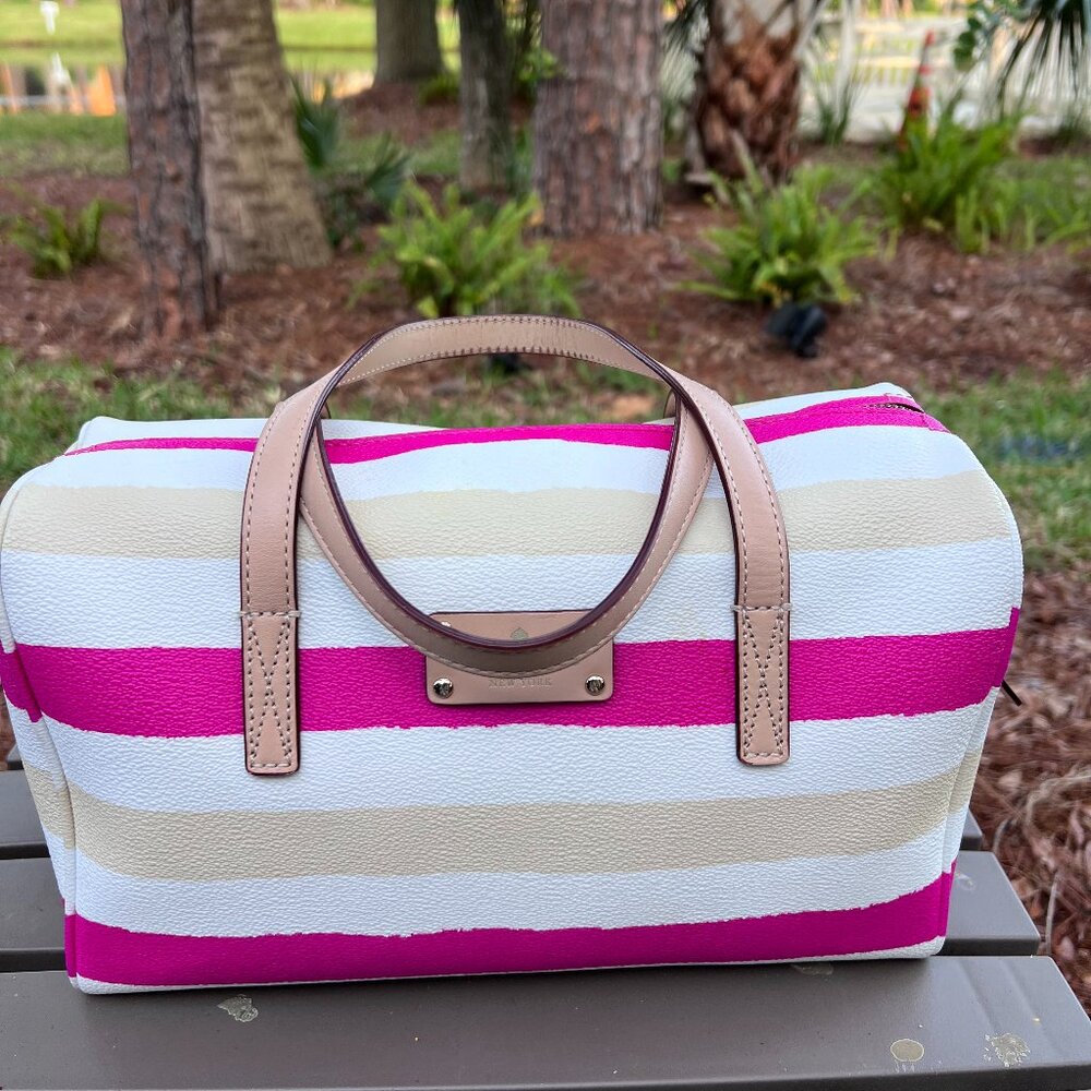 Kate Spade Pink and Cream Striped Satchel